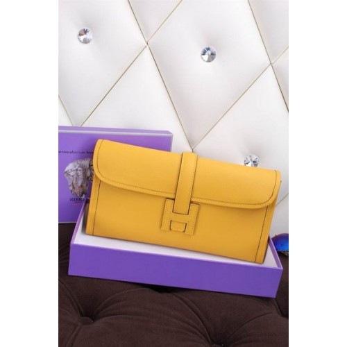Hermes Jige Clutch Bag Telecí Kůže H258 Citrón