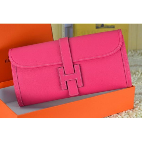 Hermes Jige Clutch Bag Telecí Kůže Růžová