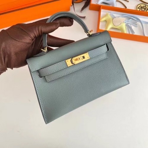 Hermes Kelly 19cm ramenní tašky Epsom Leather KL19 zlaté hardware mandle zelená