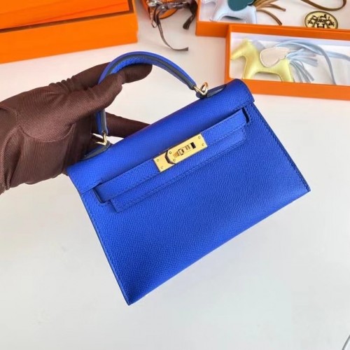 Hermes Kelly 19cm ramenní tašky Epsom Leather KL19 zlaté hardware elektro optic modrá