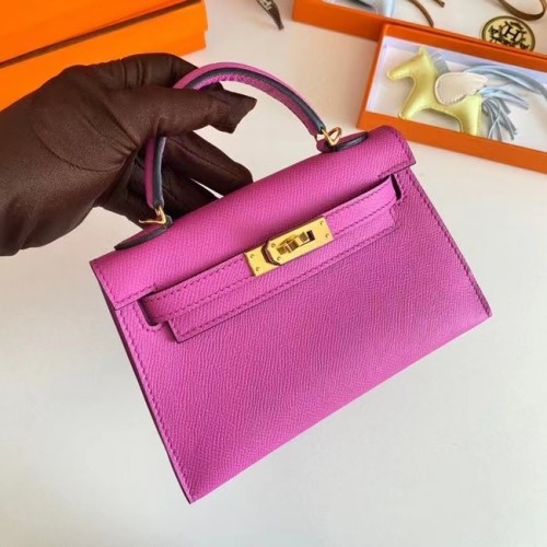 Hermes Kelly 19cm ramenní tašky Epsom Leather KL19 zlaté hardware levandulové