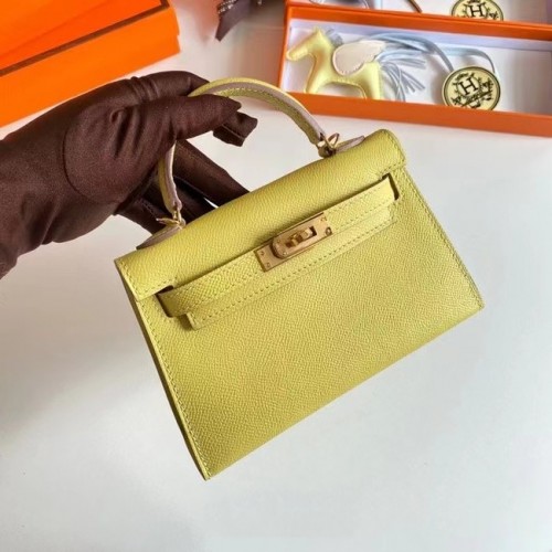 Hermes Kelly 19cm ramenní tašky Epsom Leather KL19 Gold hardware citron