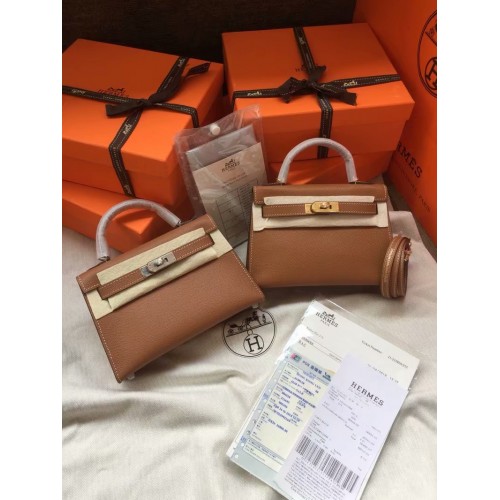 Hermes Kelly 19cm ramenní tašky Epsom Leather KL19 hnědé