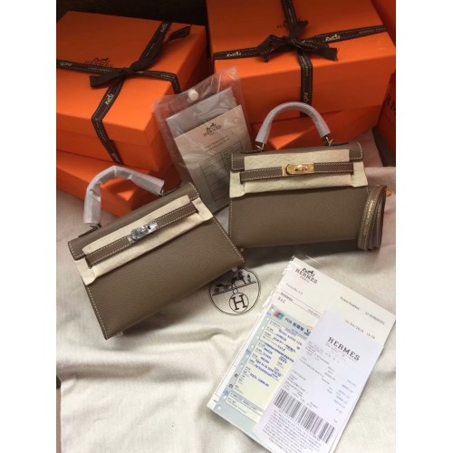 Hermes Kelly 19cm ramenní tašky Epsom Leather KL19 tmavě šedé