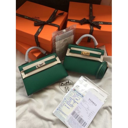 Hermes Kelly 19cm ramenní tašky Epsom Leather KL19 zelená