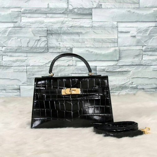 Hermes Kelly 19cm taška z krokodýlí kůže KL19 černá