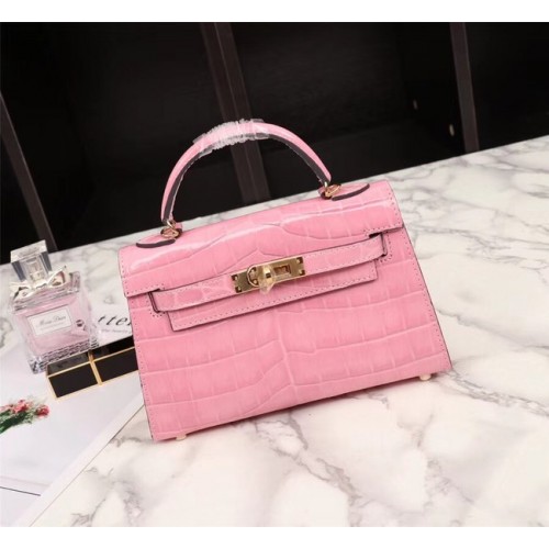 Hermes Kelly 19cm taška z krokodýlí kůže KL19 růžová