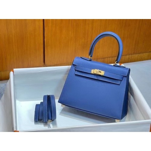 Hermes Kelly 20cm ramenní tašky Epsom KL2750 modro-zlaté
