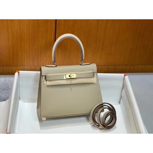 Hermes Kelly 20cm ramenní tašky Epsom KL2750 perleťově šedá a zlatá