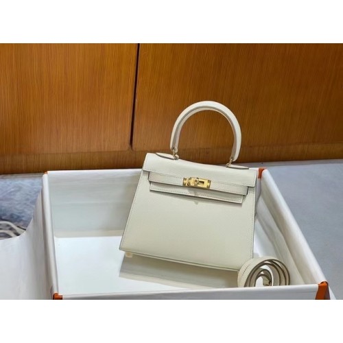 Hermes Kelly 20cm ramenní tašky Epsom KL2750 bílá a zlatá