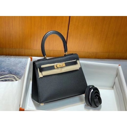 Hermes Kelly 20cm ramenní taška Epsom KL2750 černá a zlatá