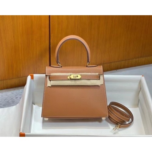 Hermes Kelly 20cm ramenní tašky Epsom KL2750 hnědá a zlatá