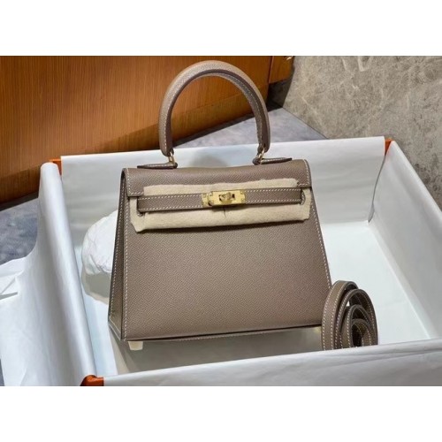 Hermes Kelly 20cm ramenní taška Epsom KL2750 šedá a zlatá