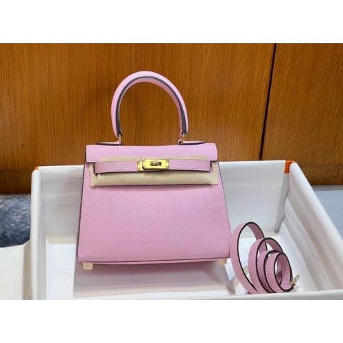 Hermes Kelly 20cm ramenní tašky Epsom KL2750 světle růžová a zlatá