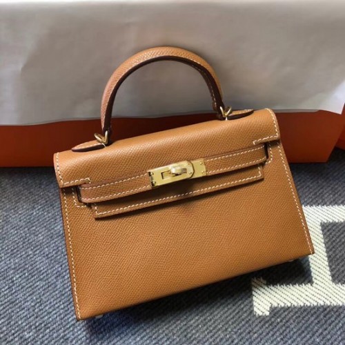 Hermes Kelly 20cm Tote Bag Originální Epsom Leather KL20 Camel
