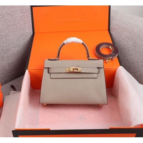 Hermes Kelly 20cm Tote Bag Originální Epsom Leather KL20 Šedá