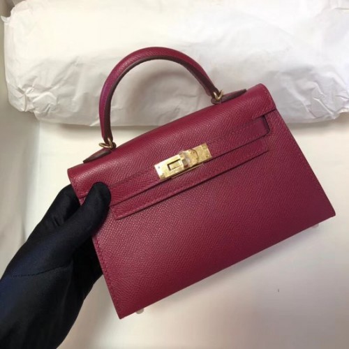 Hermes Kelly 20cm Tote Bag Original Epsom Leather KL20 fuchsiová