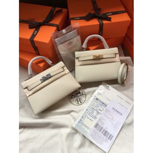 Hermes Kelly 22cm rukojeť kabelka Epsom Leather KL22 krémová