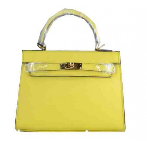 Hermes Kelly 22cm taška z telecí kůže, citronová