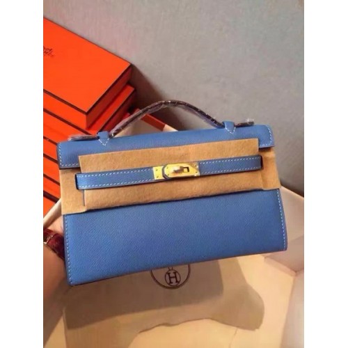 Hermes Kelly 22cm Tote Bag Original Leather KL22 Blue