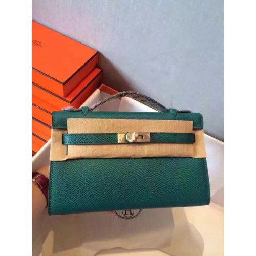 Hermes Kelly 22cm Tote Bag Originální Kožená KL22 Tmavě Zelená