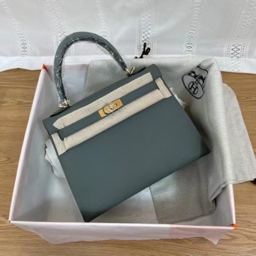 Hermes Kelly 25cm ramenní tašky Epsom KL2755 mlhavě modrá a zlatá kovová