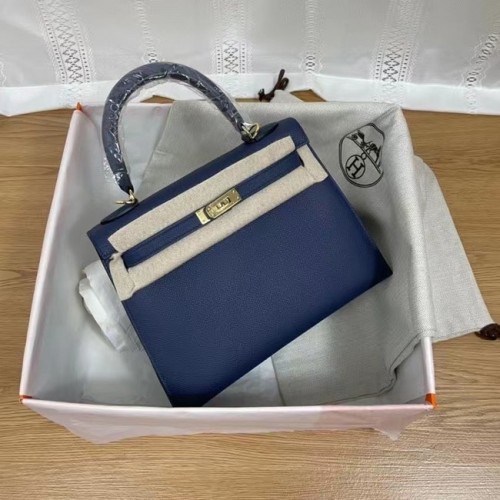 Hermes Kelly 25cm ramenní tašky Epsom KL2755 královská modrá a zlatá kovová
