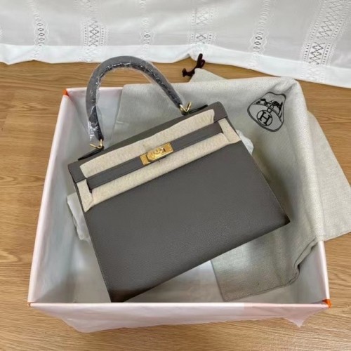 Hermes Kelly 25cm ramenní tašky Epsom KL2755 tmavě šedá a zlatá kovová