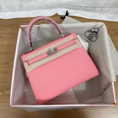 Hermes Kelly 25cm ramenní tašky Epsom KL2755 růžovo-stříbrný kov