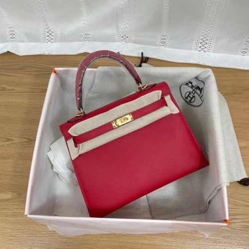 Hermes Kelly 25cm ramenní tašky Epsom KL2755 červenozlatý kov