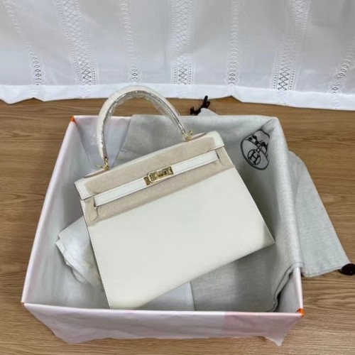 Hermes Kelly 25cm ramenní taška Epsom KL2755 bílá a zlatá