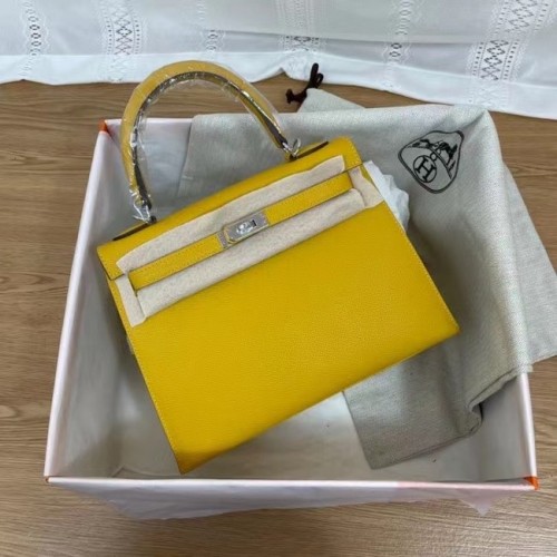 Hermes Kelly 25cm ramenní tašky Epsom KL2755 žluto-stříbrný kov
