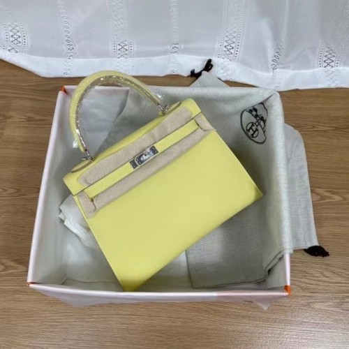 Hermes Kelly 25cm ramenní tašky Epsom KL2755 žluto-stříbrný kov