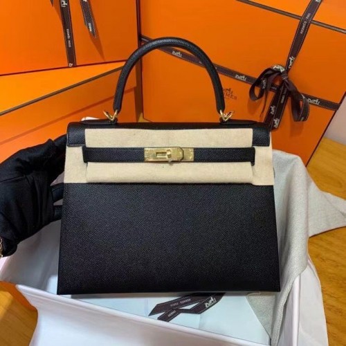 Hermes Kelly 28cm ramenní tašky Epsom Leather KL28 černá