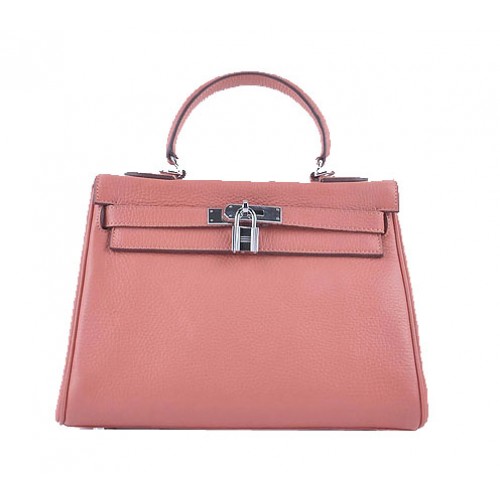 Hermes Kelly 28cm ramenní tašky světle růžové zrnité kůže stříbrné