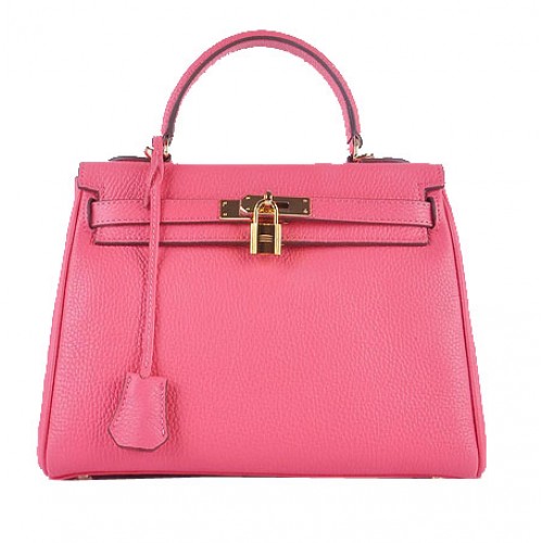 Hermes Kelly 28cm ramenní tašky růžové zrnité kůže zlaté