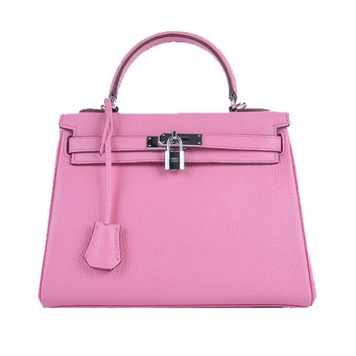 Hermes Kelly 28cm Tašky přes rameno Sakura Zrnitá Kůže Stříbrná