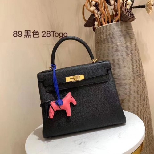 Hermes Kelly 28cm ramenní tašky Togo kůže KL28 černá