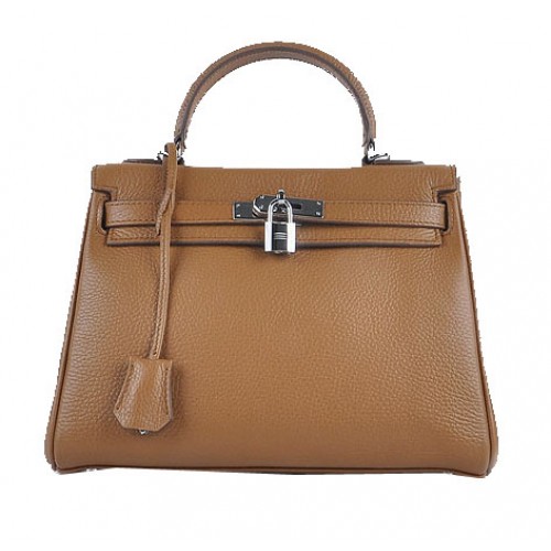 Hermes Kelly 28cm ramenní tašky z pšeničné zrnité kůže stříbrné