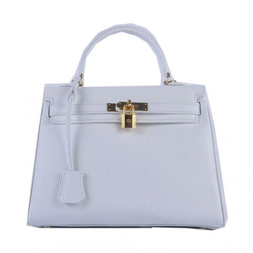 Hermes Kelly 28cm ramenní tašky bílé zrnité kůže zlaté