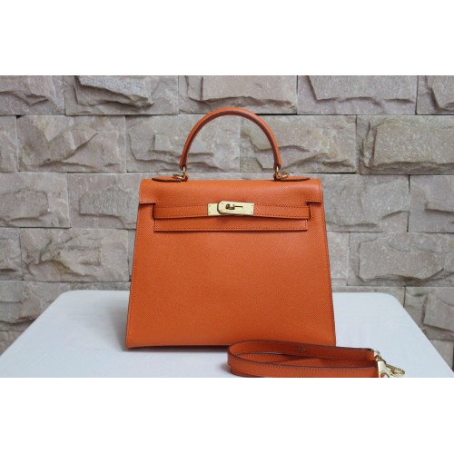 Hermes Kelly 28cm Kabelky přes rameno z espom kůže oranžové