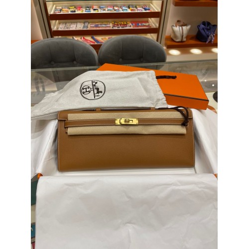 Hermes Kelly 31cm Clutch Originální Epsomská Kůže KL31 Hnědá