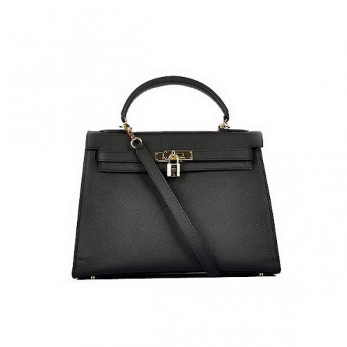 Nejnovější 2012 Hermes Kelly 32cm tašky černá telecí kůže zlatá
