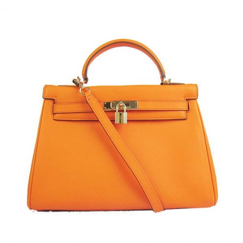 Hermes Kelly 32cm Tašky Togo Kůže 6108 Oranžová Zlatá
