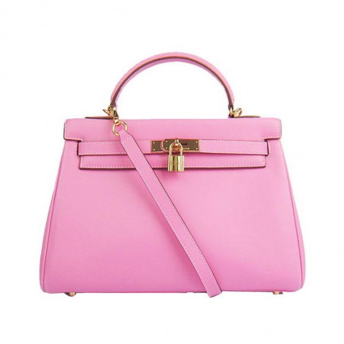Hermes Kelly 32cm Tašky Togo Kůže 6108 Růžová Zlatá