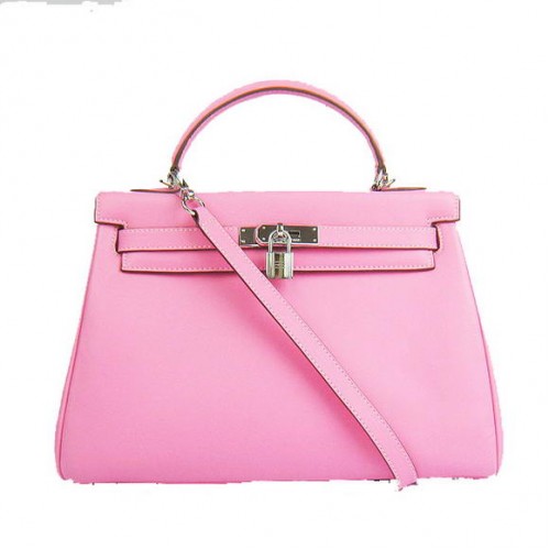 Hermes Kelly 32cm Tašky Togo Kůže 6108 Růžová Stříbrná
