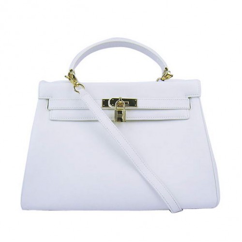 Hermes Kelly 32cm Tašky Togo Kůže 6108 Bílá Zlatá
