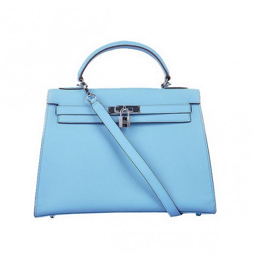 Hermes Kelly 32cm Tašky Togo Kožené Světle Modré