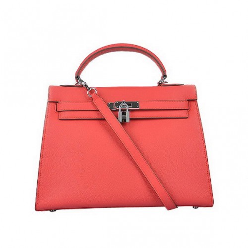 Hermes Kelly 32cm Tašky Togo Kůže Světle Červená