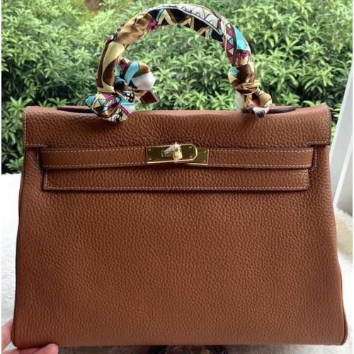 Hermes Kelly 32cm Taška přes rameno Hnědá Telecí Kůže K32CL Zlatá